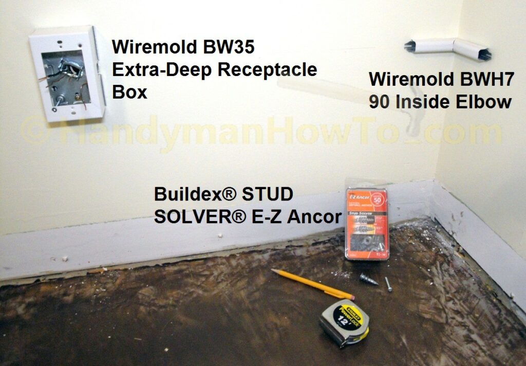 Wiremold Installation: Receptacle Box and Inside Elbow