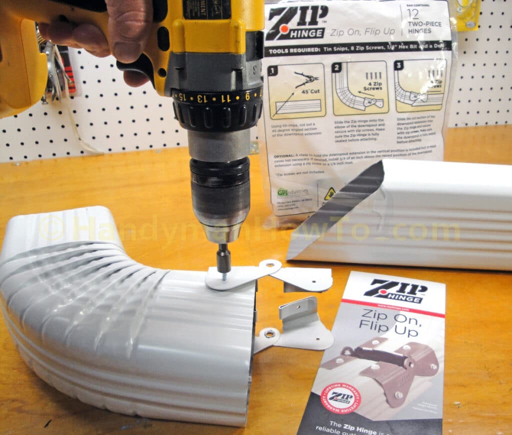 Zip Hinge Installation: Fasten with zip screws