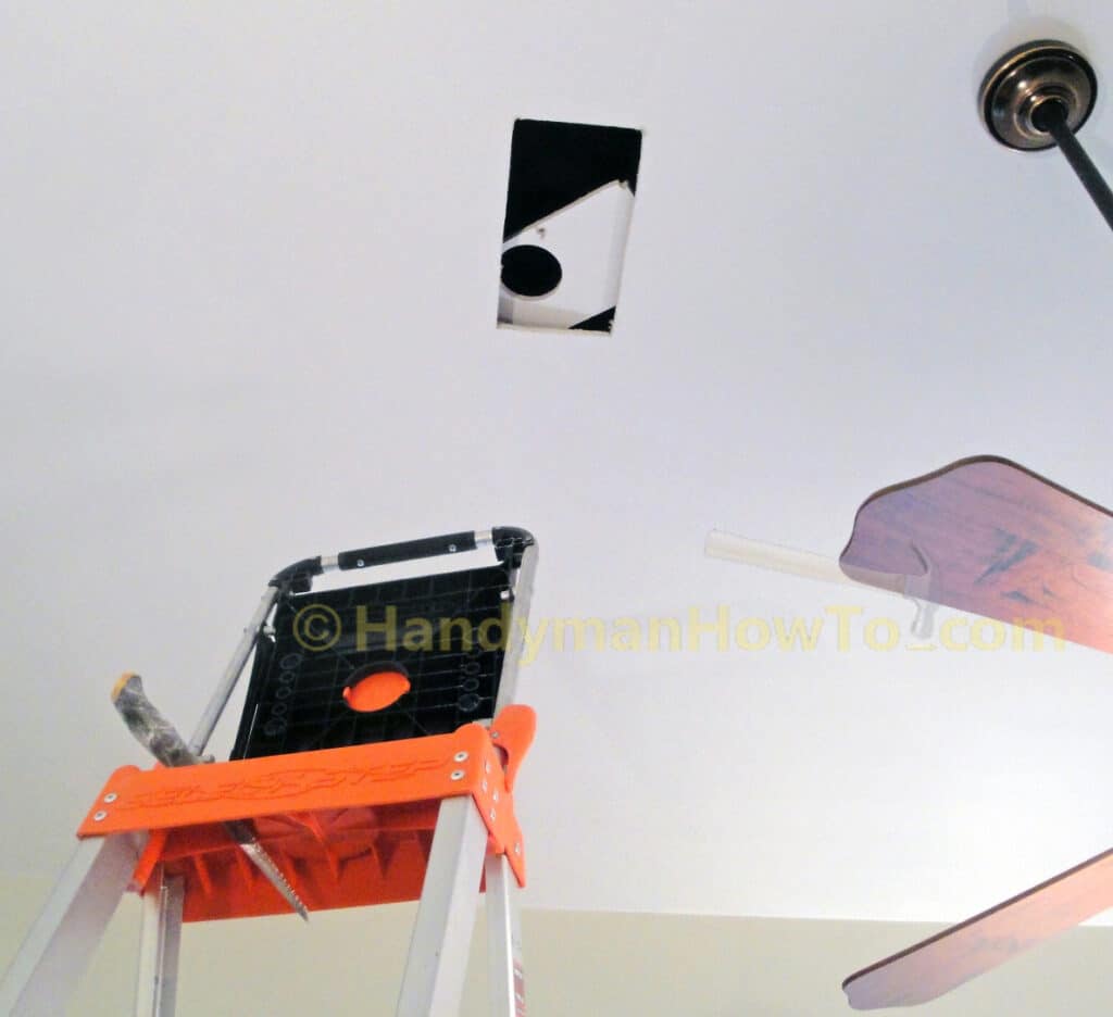 Drywall Access Panel Installation: Preliminary Cutout in the Ceiling 