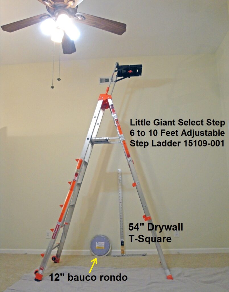 12 Ft High Ceilings, Step Ladder, Drywall T-Square and bauco rondo