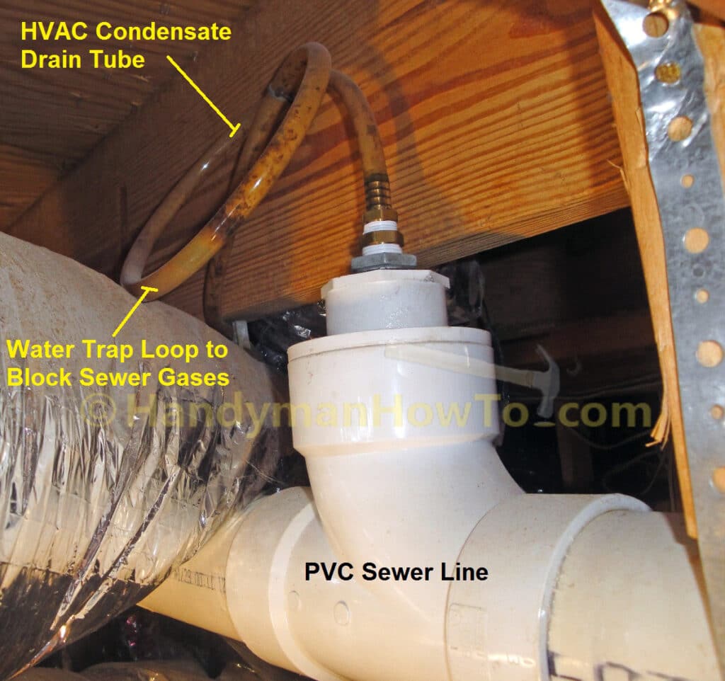 HVAC Condensate Drain Tube Sewer Line Connection