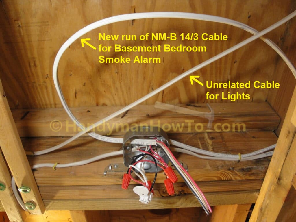 Smoke Alarm Junction Box Splice Wiring: NM-B 14/3 Cable
