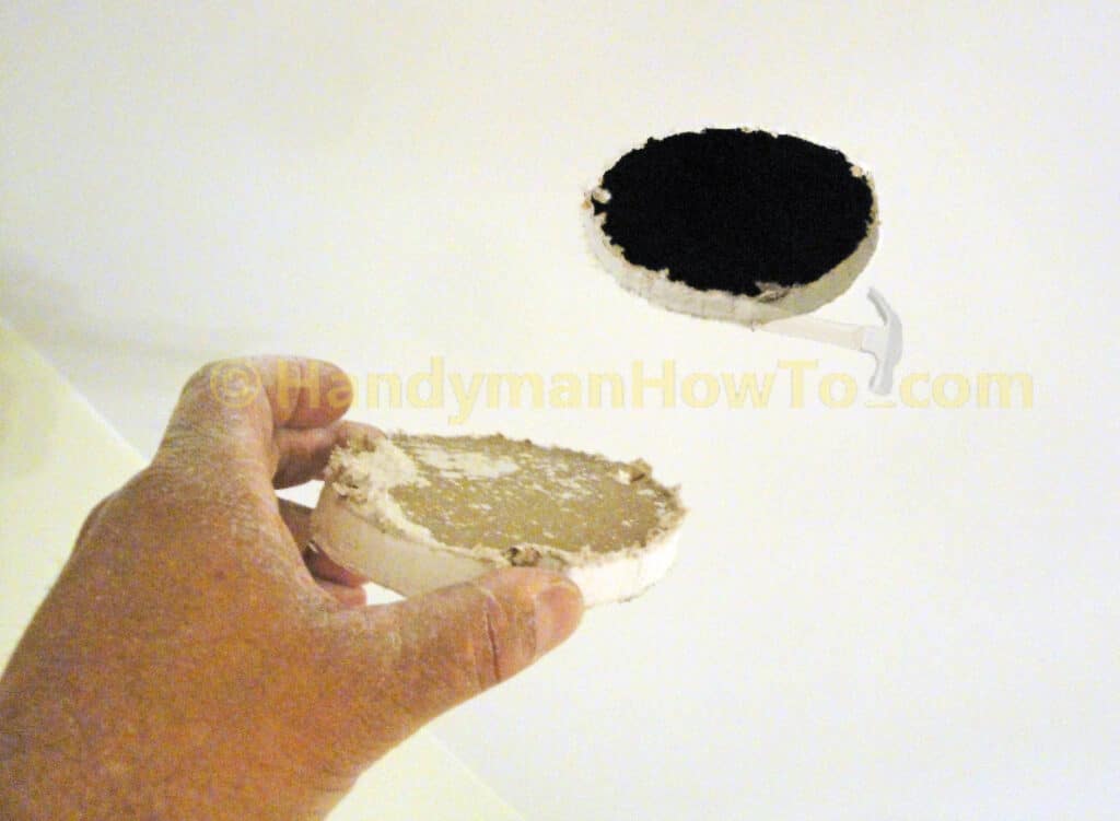 Smoke Alarm Ceiling Box: Mounting Hole Sawn in the Drywall