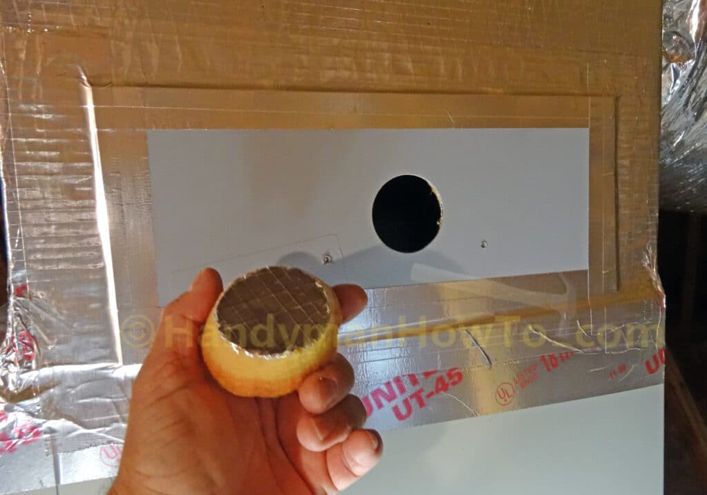 Honeywell UV Light Installation: 2 inch Hole Cut in the Rigid Duct Board