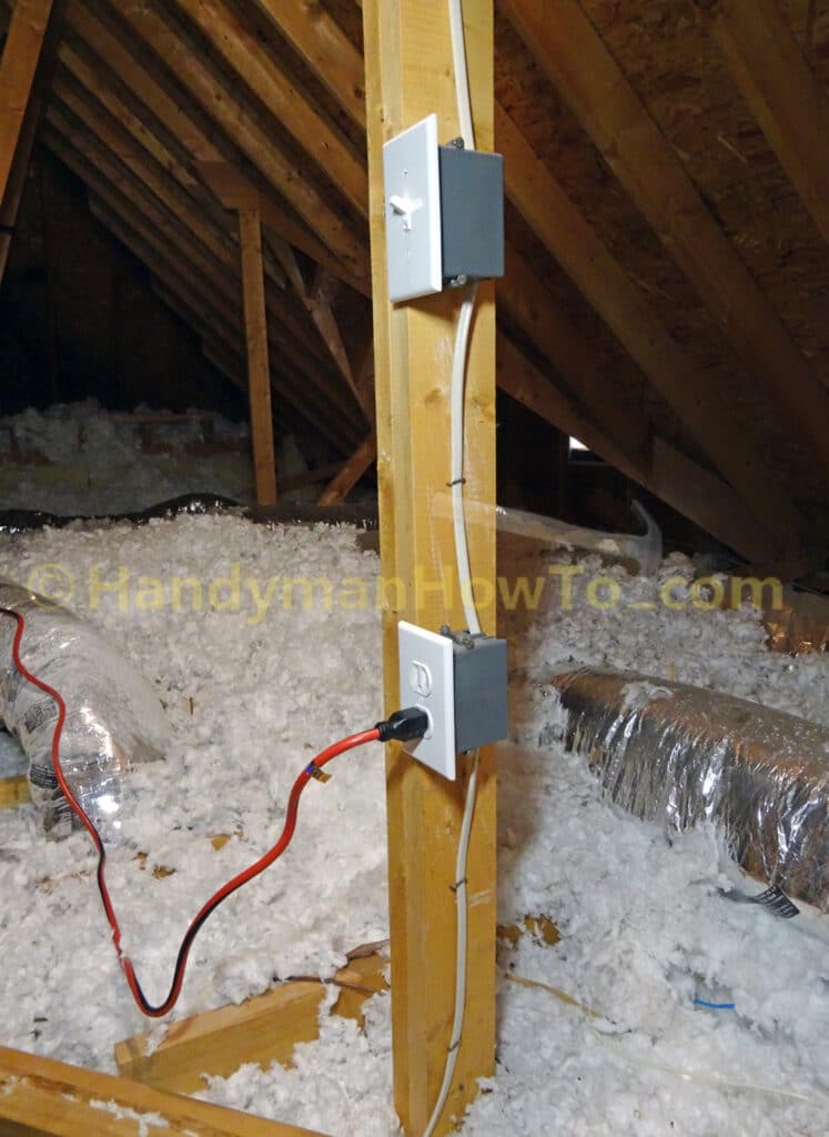 Grounded Attic Outlet and Extension Cord for UV Light