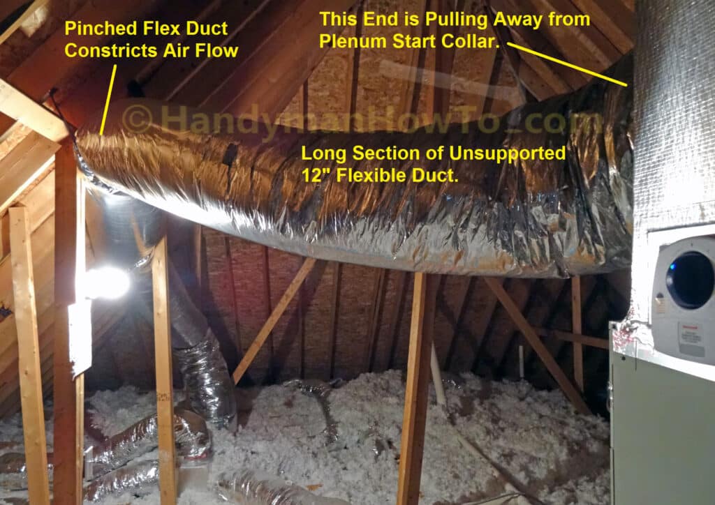 Pinched and Unsupported Flexible Air Duct
