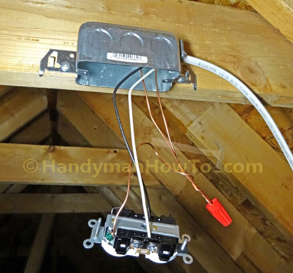 Attic Electrical Outlet Wiring: Ground Wire Nut Connection