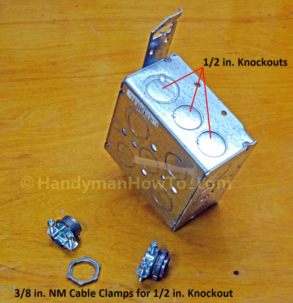 Junction Box, Knockouts and NM Cable Clamps