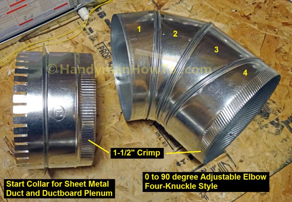 Sheet Metal Duct Start Collar and Adjustable Elbow