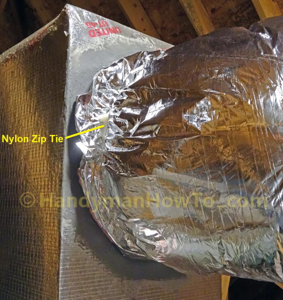 Sheet Metal Duct Insulation Sleeve Secured to Start Collar