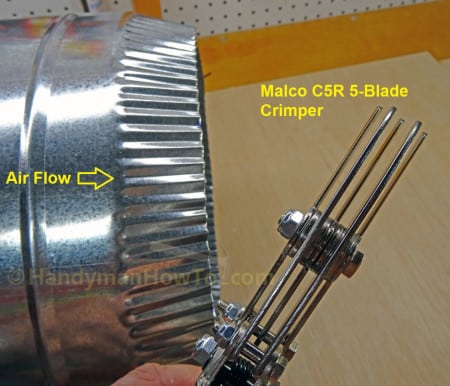 Sheet Metal Duct Pipe Crimp and Malco C5R Crimp Tool