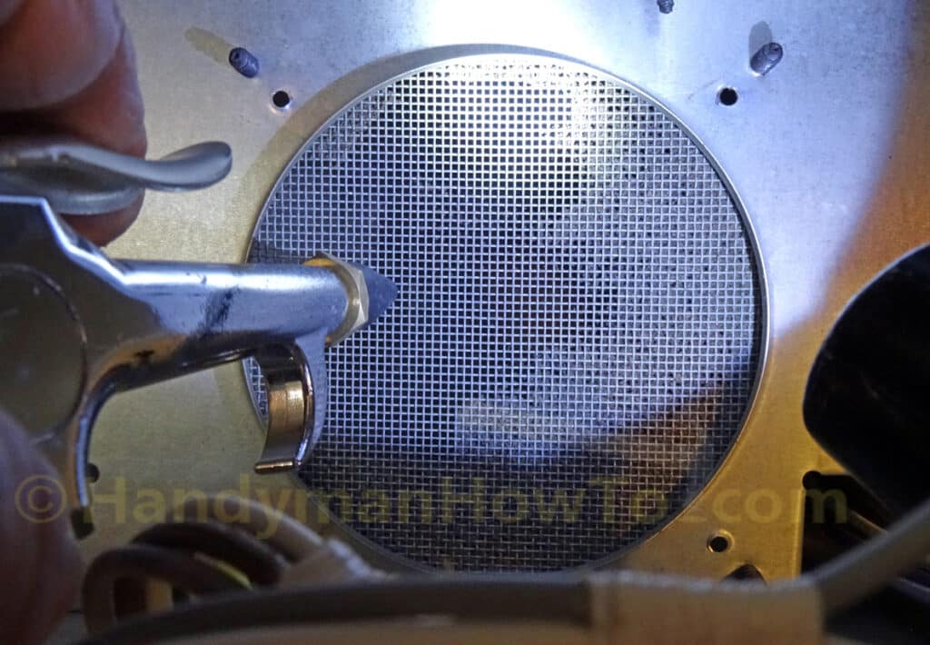 Clean the Oven Fan Screen: Air Compressor Blow Gun