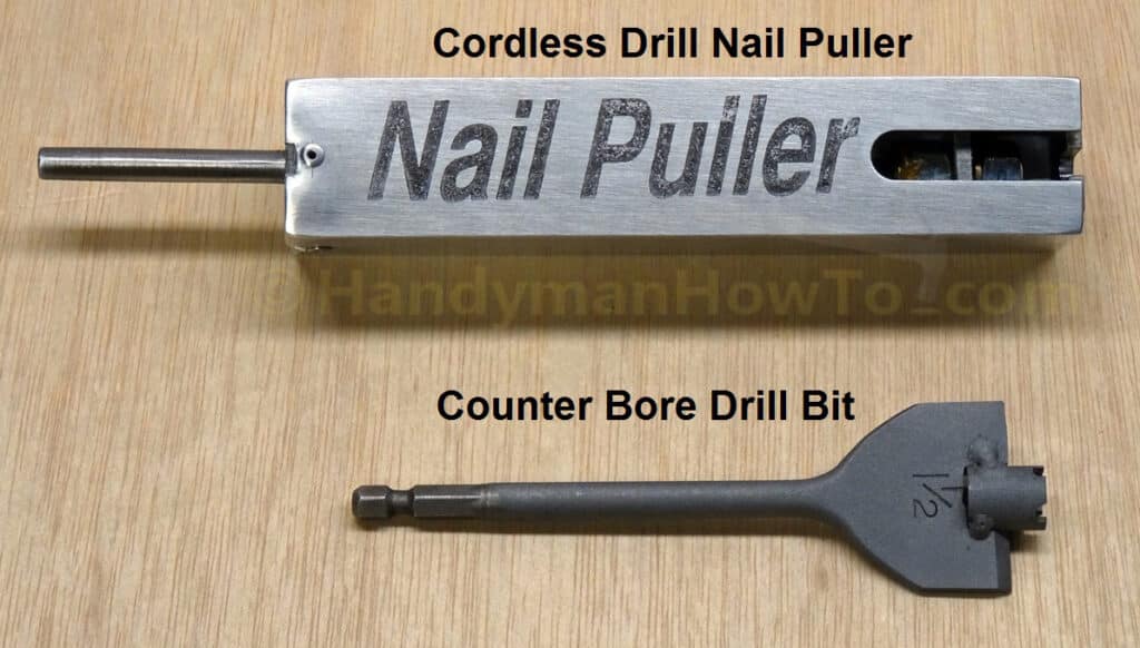 Cordless Drill Nail Puller and Counter Bore Drill Bit