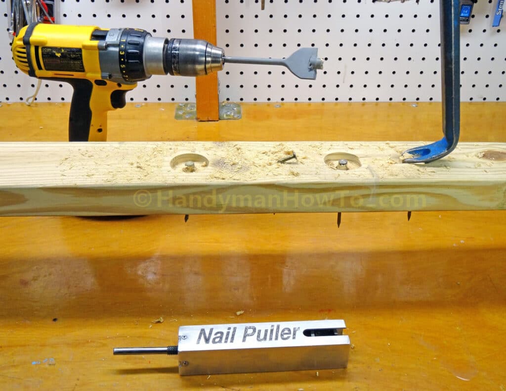 Cordless Drill Nail Puller Demo: Nails Ready for Pulling