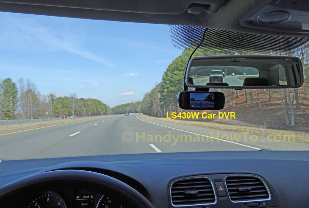 DOD LS430W Car DVR Windshield Mount - Driver View
