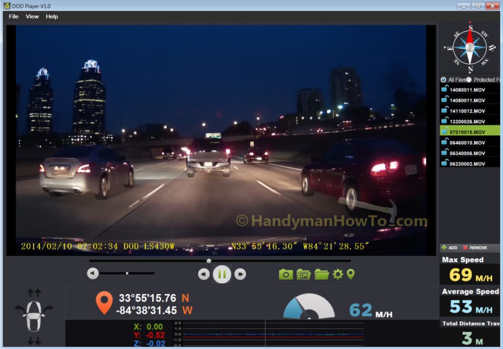 LS430W Car DVR: DOD Player - Highway Night Scene