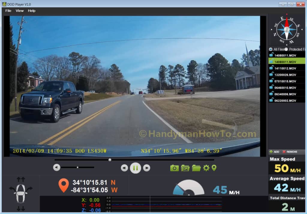 DOD LS430W Car Dash Camera: DOD Player Software