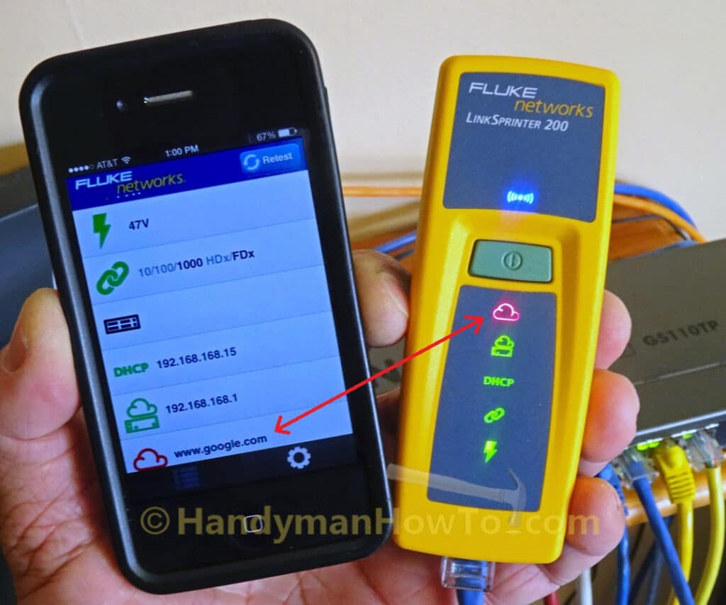 Fluke LinkSprinter 200: Internet Connectivity Test with Smartphone WiFi Connection