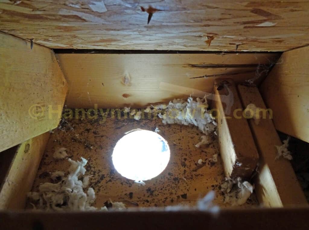 Bathroom Fan Soffit Vent Mounting Hole: Attic View