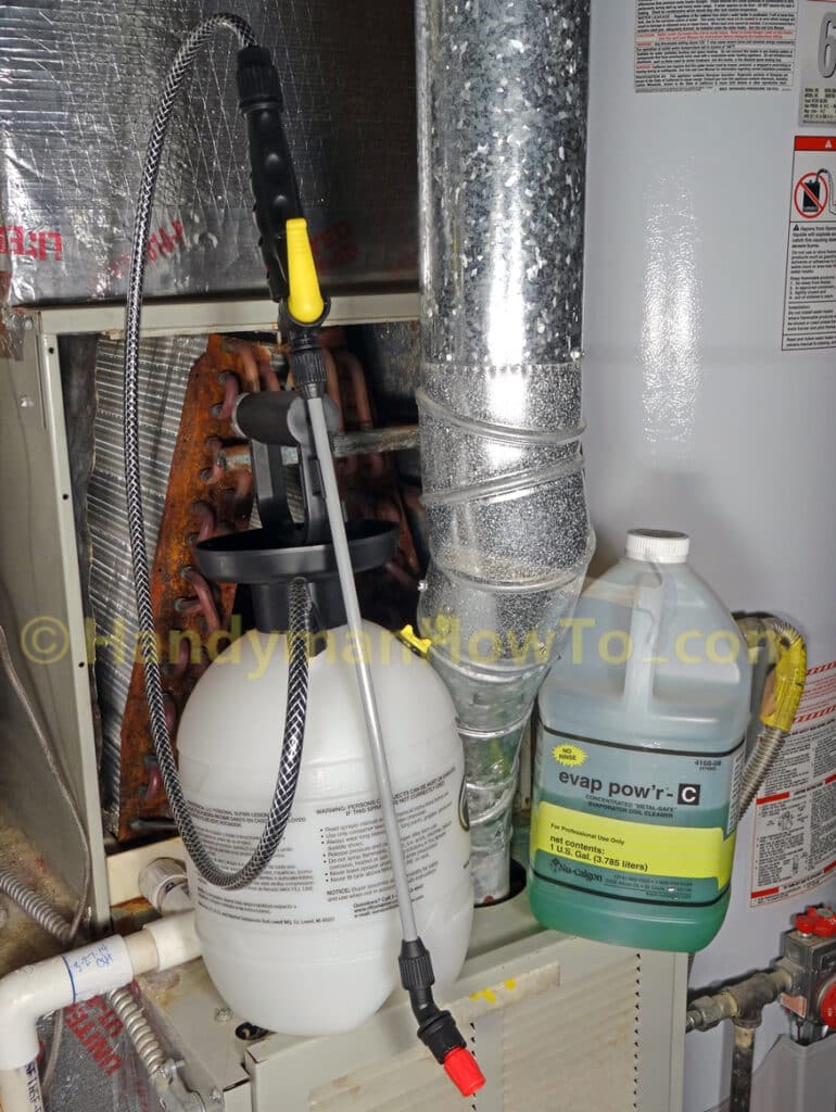 AC Evaporator Coil Cleaning with Nu Calgon Evap-Powr-C and Pump Sprayer
