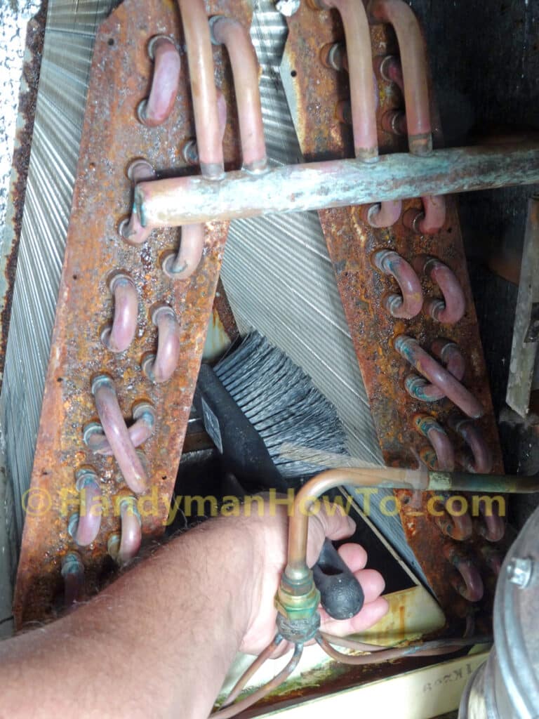 AC Evaporator Coil Interior Cleaning with Brush