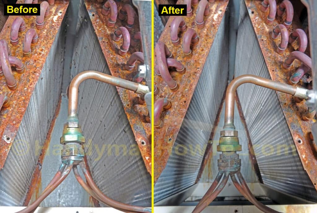 AC Evaporator Coils Before and After Cleaning