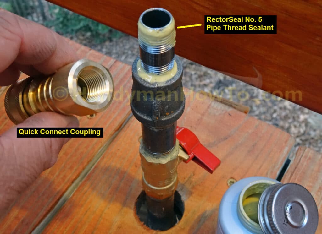 Apply RectorSeal No 5 Sealant before Installing Natural Gas Grill Quick Connect Coupling