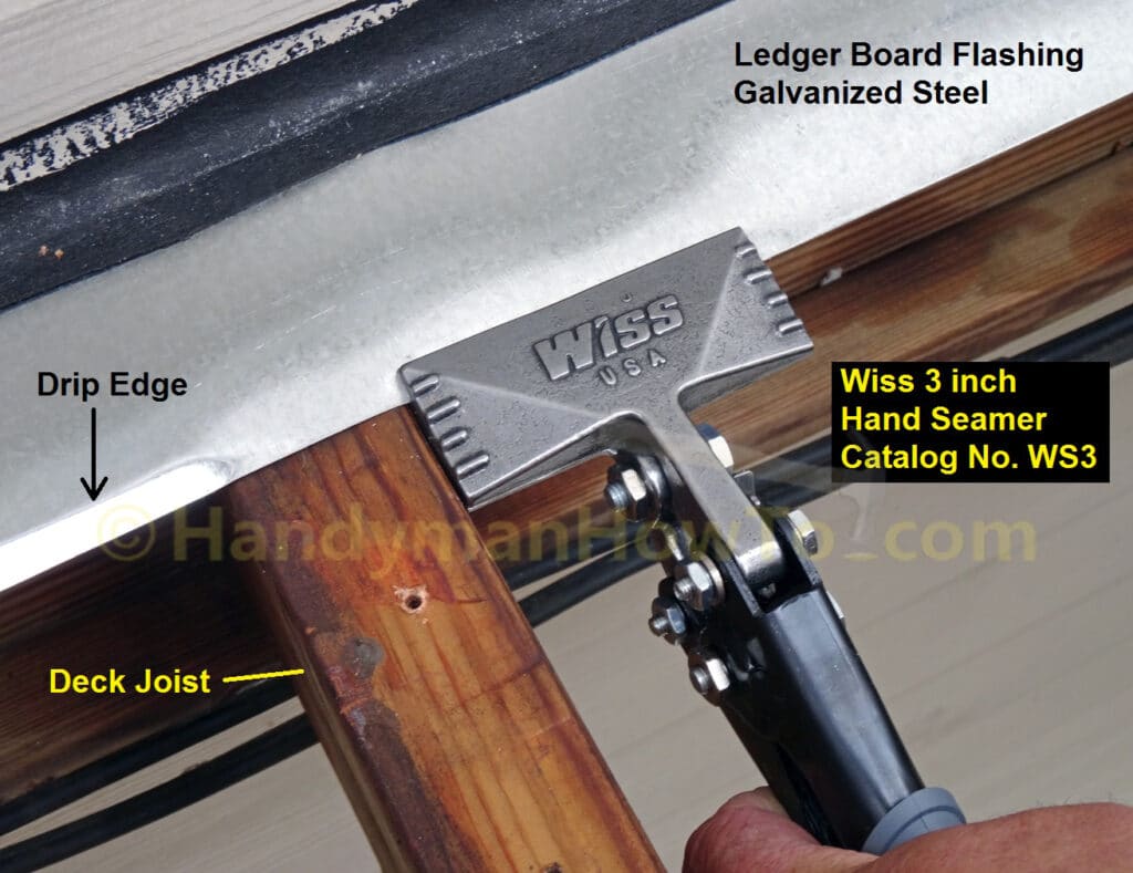 Bend Drip Edge on Deck Ledger Flashing with Hand Seamer