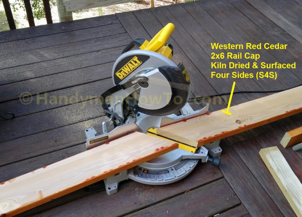Build Deck Rail - Miter Cut for 2x6 Western Red Cedar Rail Cap