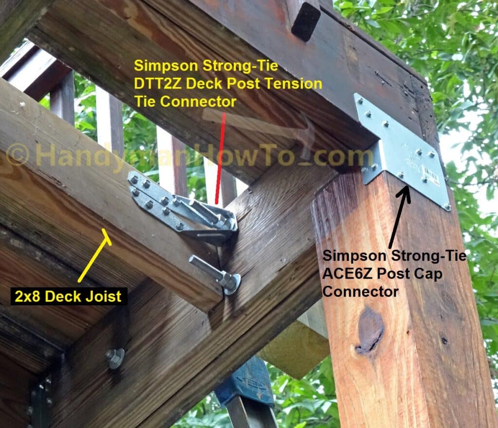 Build Deck Rail - Simpson Strong-Tie DTT2Z Deck Post Connector, 1/2 inch Bolts and Washers