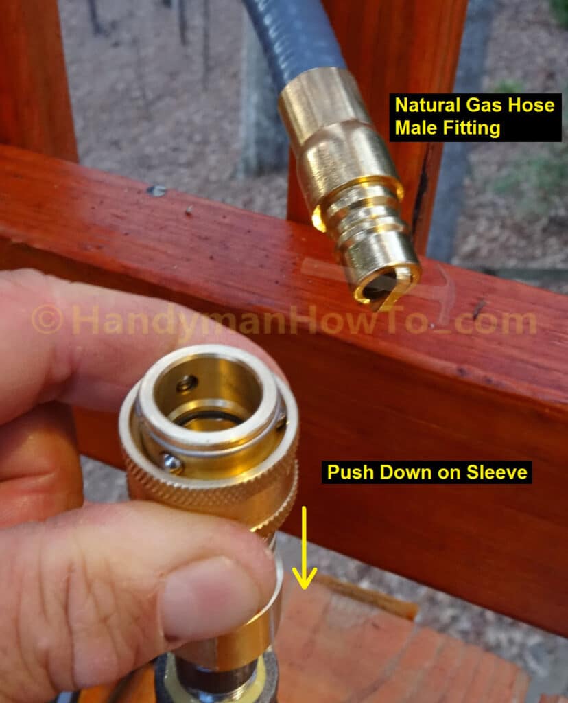 Insert Natural Gas Grill Hose in Quick Connect Coupling