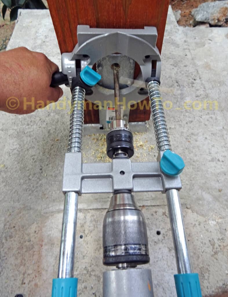 Install 6x6 Deck Post - Drill Bolt Holes with Wolfcraft Drill Guide