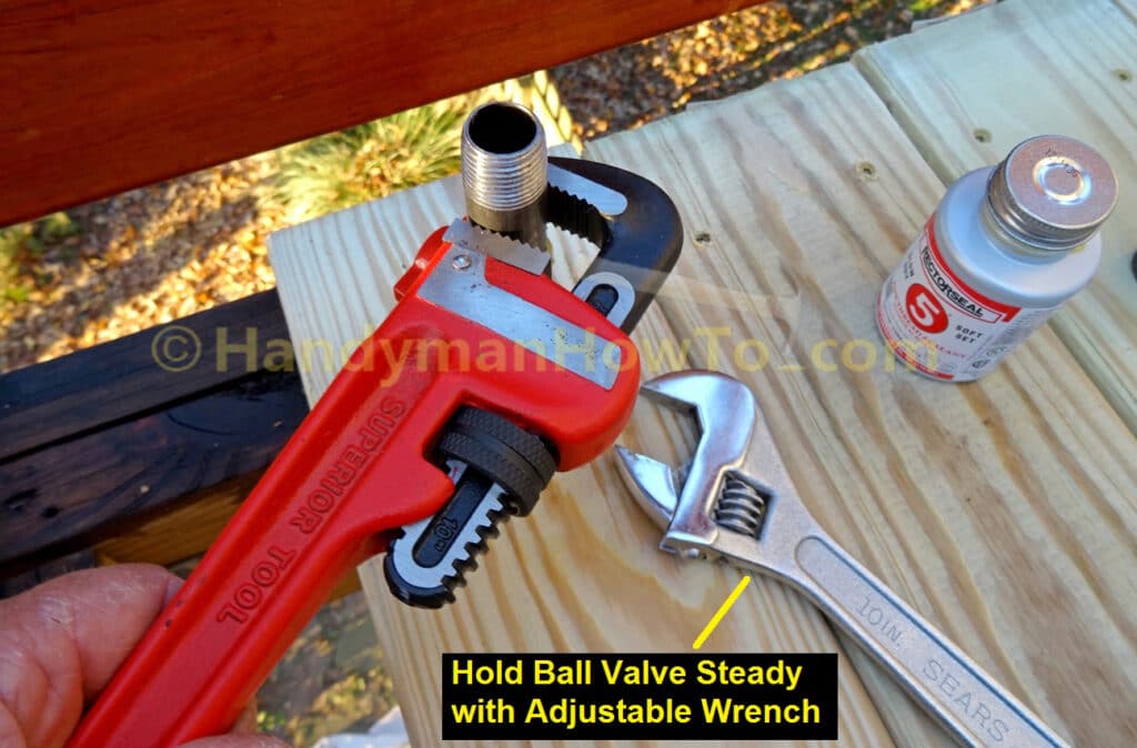 Install Black Iron Nipple Fitting on Natural Gas Shutoff Valve for Grill