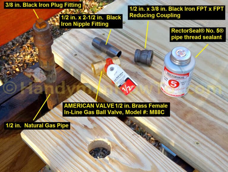 Install Natural Gas Shutoff Valve - Fittings for Grill Hookup