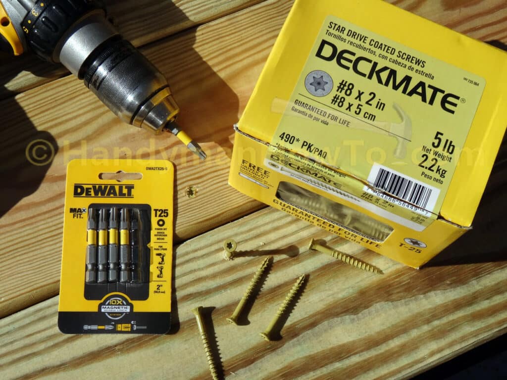 Install Wood Deck Boards - Deckmate Star Drive Coated Screws
