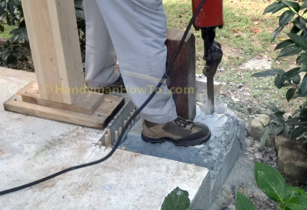 Jackhammer Concrete Patio Slab to Remove a Wood Deck Post