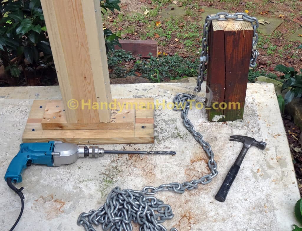Pull Deck Post from Concrete Patio - Bolt and Chain