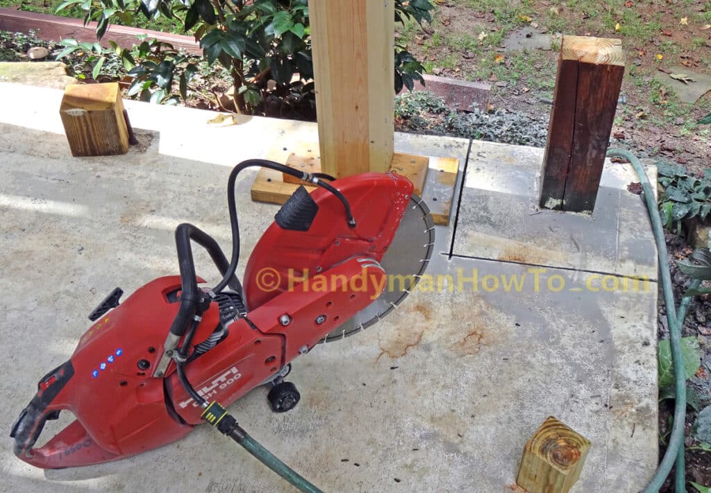 Remove Deck Post - 16 inch Gas Powered Concrete Saw