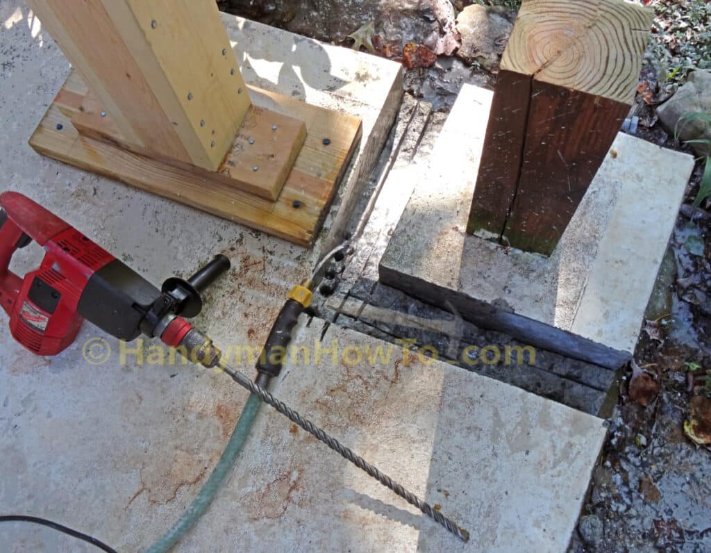 Remove Deck Post - Hammer Drill Holes in Concrete Slab