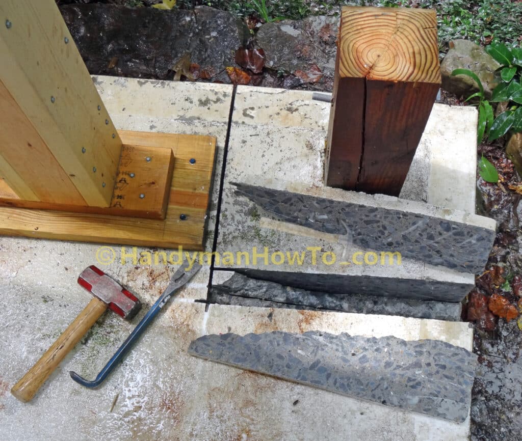 Remove Deck Post - Sawing and Breaking Concrete Slab