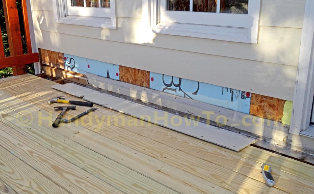 Remove Second Row of HardiPlank to Replace Deck Ledger Board Flashing