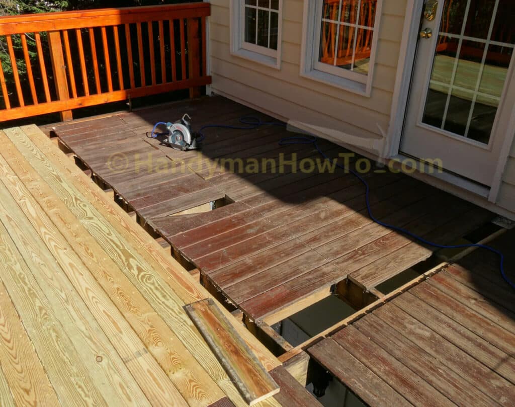 Replace Deck Boards - Remove Old Boards in Sections after Rip Sawing