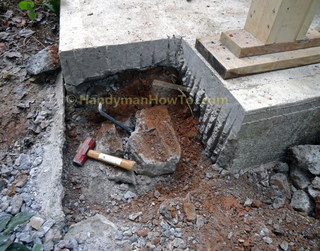 Replace Deck Post - Digging Out Concrete Post Footer after Jackhammer
