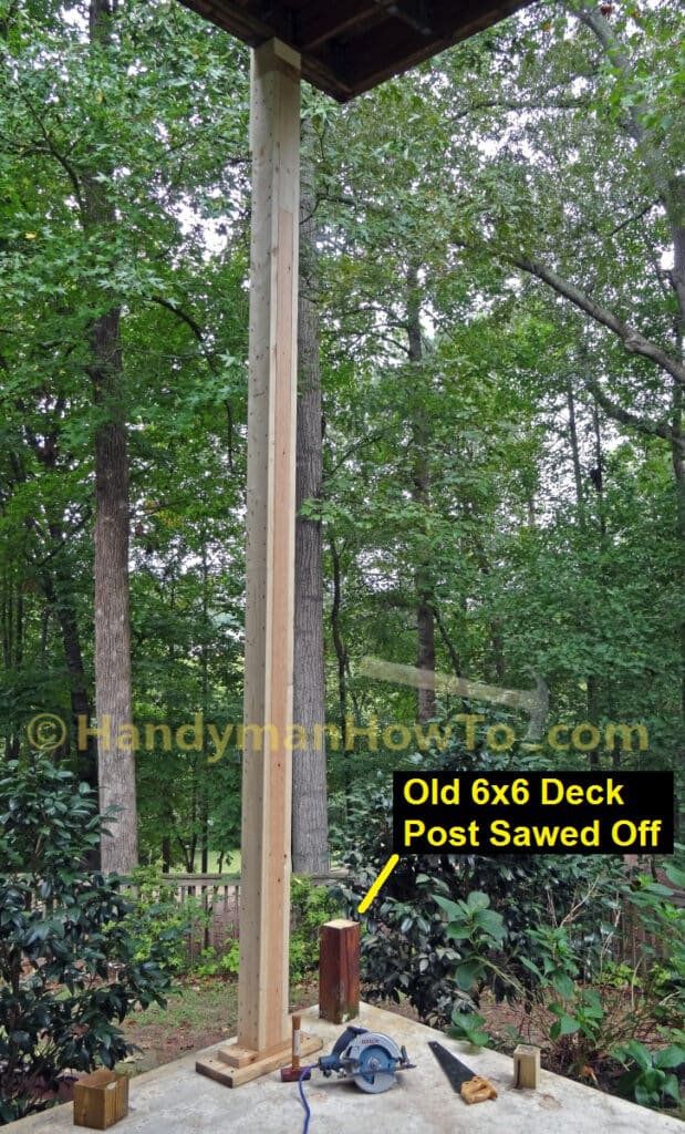 Replace Wood Deck Post - Saw Off Old Deck Post