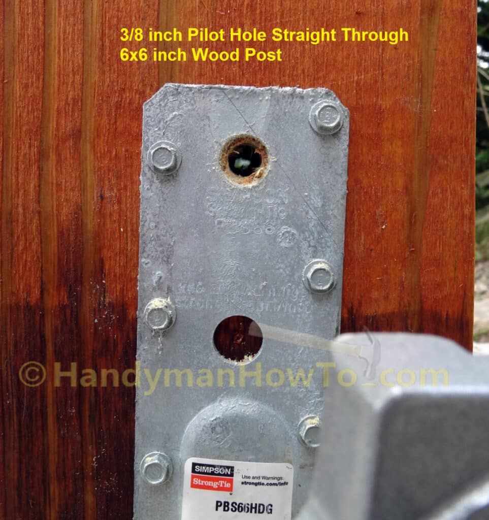 Simpson Strong-Tie Standoff Post Base - Drill Pilot Holes in Deck Post for Bolts