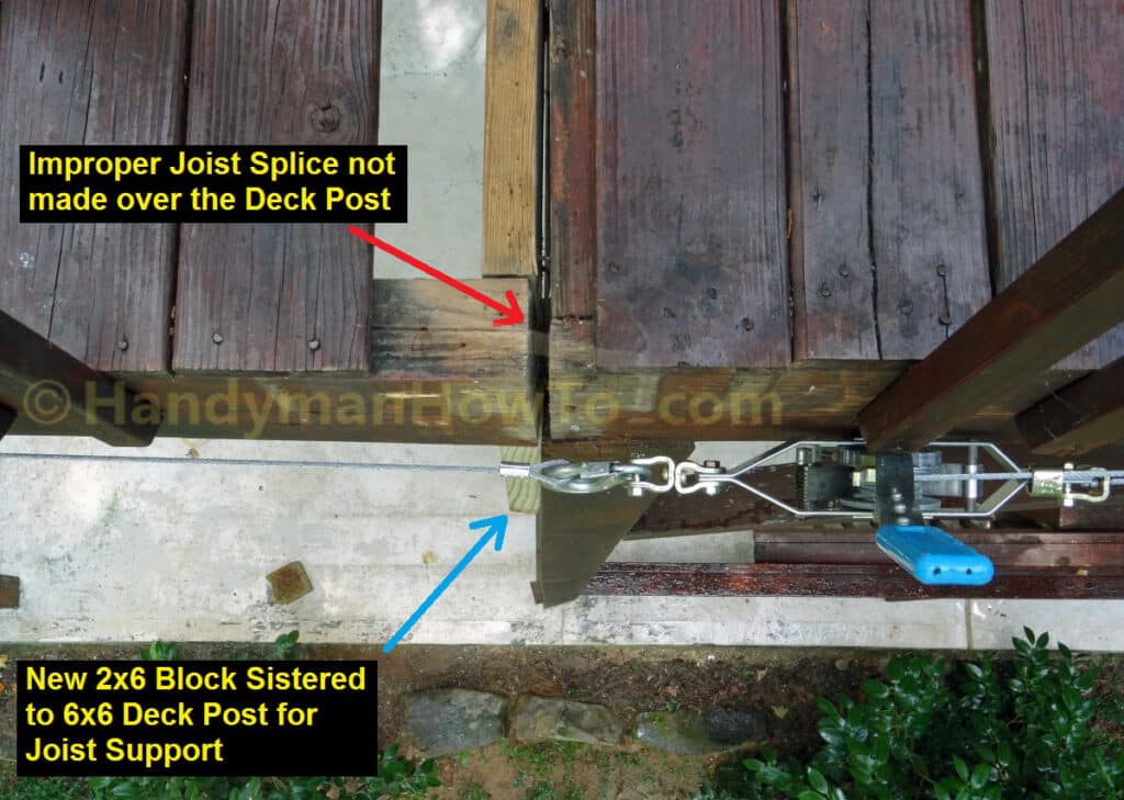 Wood Deck Repair - Improper Beam Splice