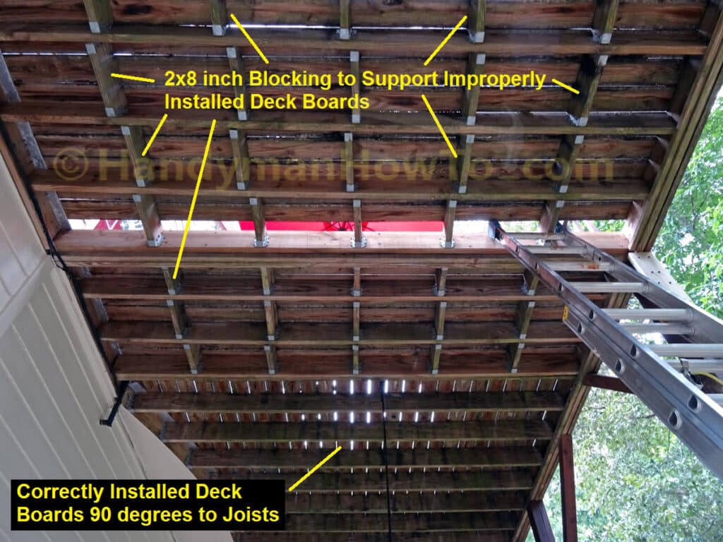 Wood Deck Repair - Improper Deck Board Installed Parallel to Joists