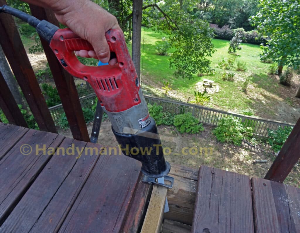 Wood Deck Repair - Sawing Joist Nails with Sawzall