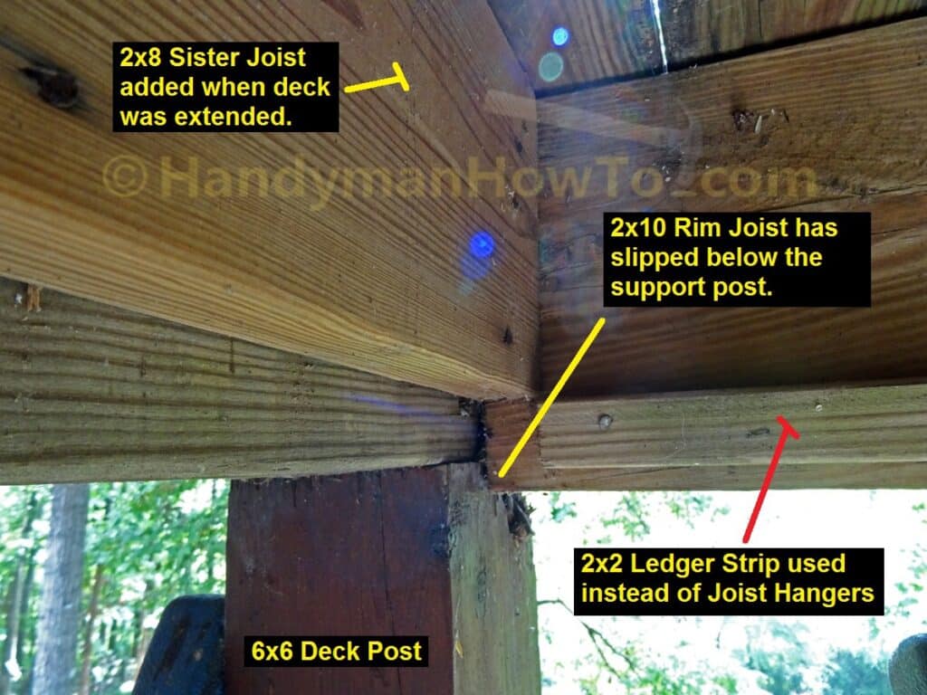Wood Deck Rim Joist Slipping Down 6x6 Support Post