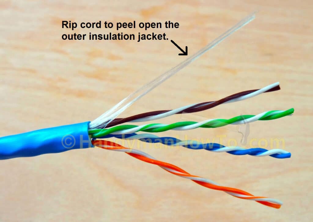 Cat5e Cat6 RJ45 Ethernet Cable Wiring - Rip Cord